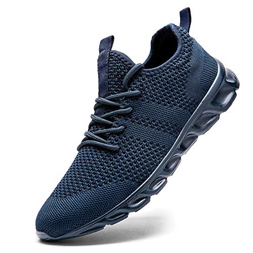 Zapatillas de Running para Hombre Casual Tenis Asfalto Zapatos Deporte Fitness Gym Correr Gimnasio Deportives Transpirables Seguridad Atlético Trekking Bambas Plataform Sneakers Azul 42 EU