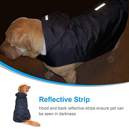 Zellar Impermeable para Perros con Capucha y Collar Agujero y Tiras reflectoras seguras, Ultra-Light Transpirable Impermeable 100% Chaqueta para Lluvia medianos Perro de Raza Grande