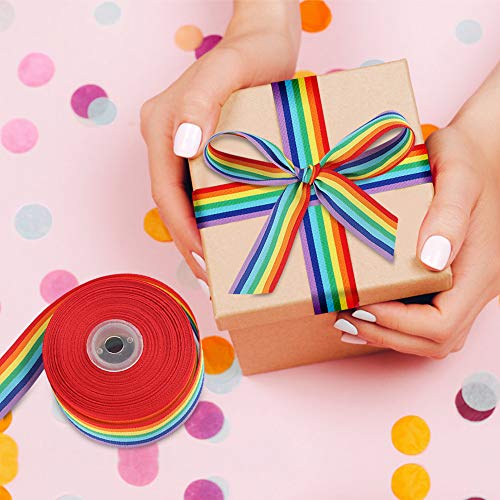 1 Rollo Cinta de Arcoiris, 15m*25mm Cinta Grosgrain Rayas, Cinta de Tela Decorativa para Embalaje de Regalo, Cumpleaños, Fiestas, Decoración de Bodas, Artesanía de Bricoraje y Manualidades