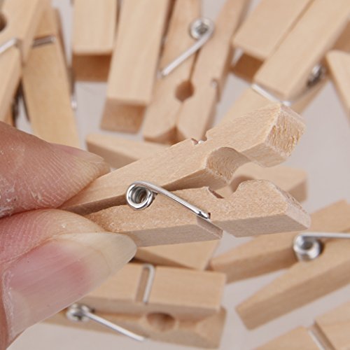 100x Clavijas Pinzas Contactos de Madera Naturales Ropa Foto Papel DIY Mini Clips 25 * 3mm