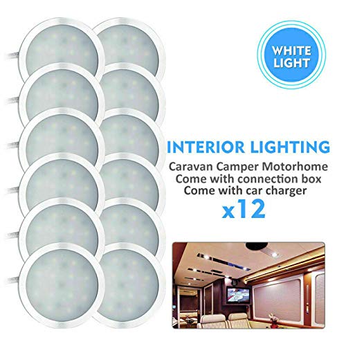 12V Interior LED Caravana RV Reflector Marino, Gabinete de Pared de Cocina Vitrina Estante para Libros Cocina Sala de Estar Reflector de Techo (Luz Blanca 6500K), 8 Piezas