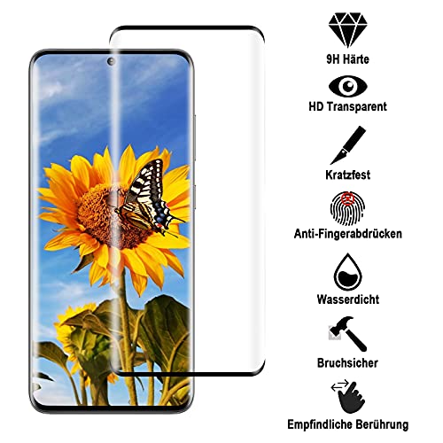 [2 Piezas] Protector de Pantalla para Samsung Galaxy S20, Vidrio Templado Cobertura Completa 3D, Película de Pantalla Templada Dureza 9H, Antiarañazos y Burbujas, Ultra Delgada HD (Negro)