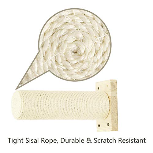 2 piezas Sisal Rascador, Montado en la pared Raspador con Base, Compatible con Árbol del gato, Escaleras de gato, Pasos de escalada del gatito, Escalera de estantería de gatito, hecho a mano 25cm