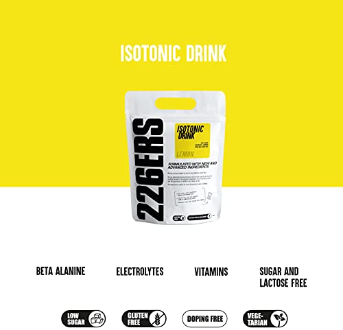 226ERS Isotonic Drink | Isotónico en Polvo, Recarga de Sales Minerales con Vitaminas y Beta-alanina, Bebida Deportiva Isotónica Sin Gluten para Hidratación, Limón - 500 gr