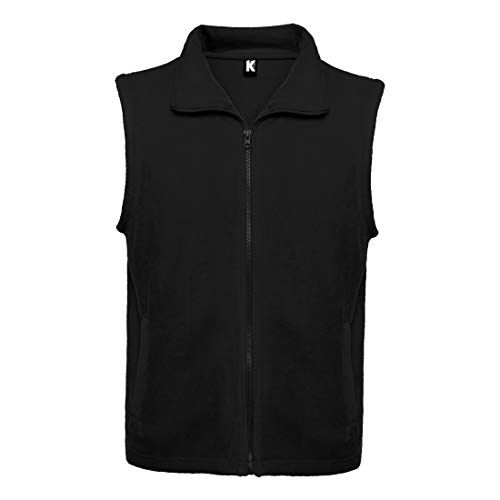 24 JOYAS Chaleco Forro Polar con cuello alto, cremallera y bolsillos - Prenda de abrigo cómoda, suave, cálido y tacto agradable (NEGRO, XXL)