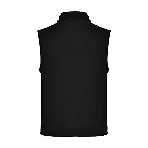 24 JOYAS Chaleco Forro Polar con cuello alto, cremallera y bolsillos - Prenda de abrigo cómoda, suave, cálido y tacto agradable (NEGRO, XXL)