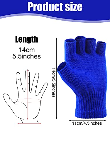 3 Guantes sin Dedo de Invierno Punto (Púrpura, Azul, Verde Militar)