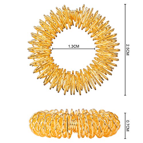 30 Piezas de Anillo de Masaje de Dedos, Anillos de Dedos Sensoriales Puntiagudos/Anillo de Acupresión Juego para Adolescentes, Adultos, Reductor de estrés silencioso y Masajeador (Dorado, Plateado)