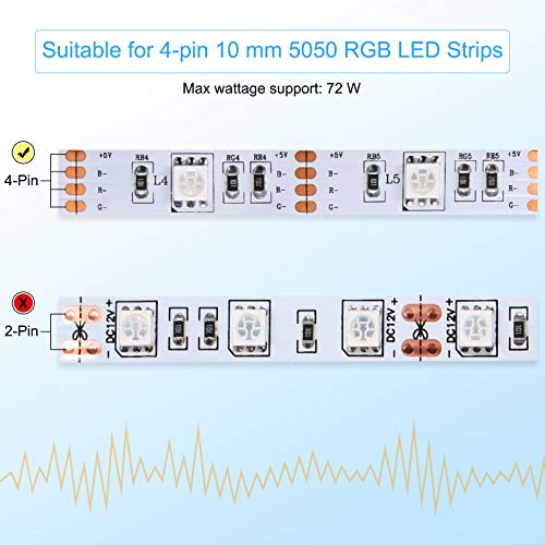 40 Piezas Conectores de Luces de Tira LED Conector de Luces de Tira RGB 4 Pines Adaptador LED sin Soldadura en Forma T Conectores Luz Conector sin Soldadura Forma L 10 mm para Tira Luz 5050 RGB