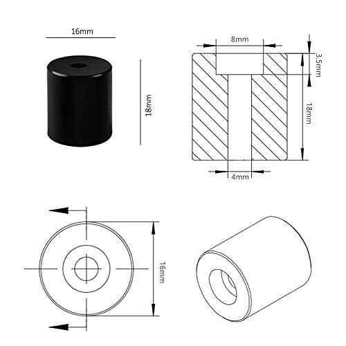 4Pcs Columna de Nivelación de la Cama de Calor, Soportes de Cama Caliente, Tampón de Silicona, Resistente a Altas Temperaturas, Como Resorte Alternativo,para Prusa i3 Plus, Anet A8, Wanhao D9, I3 Mega