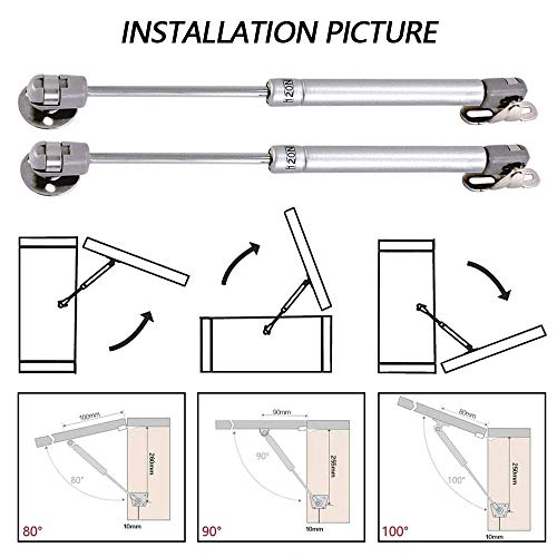 4PCS Pistones a Gas Hidráulico Muebles Cocina Amortiguadores Muebles Cocina Muelle Hidráulico Bisagras para Puertas Armario Puertas Elevables Resortes Armario con Tornillos (120N / 12kg 270mm)