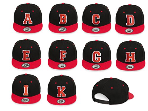 4sold ABC Gorra flexible roja, blanca o negra con las distintas letras del alfabeto negro R Talla única