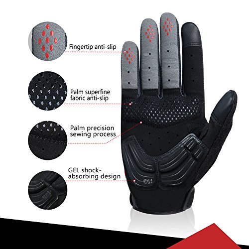 4UMOR Guantes de Ciclismo Dedo Completo Gel de Acolchado para Bicicleta Carretera o Montaña con Pantalla Táctil Unisexo (XS)