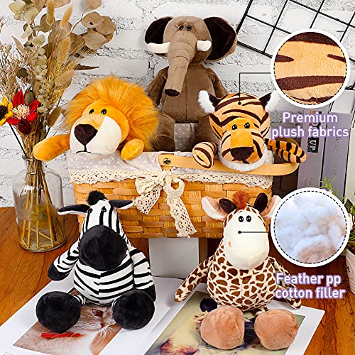 5 Animales de Peluche Set de Juguete de Animal de Selva Incluye Animales Salvajes de Leones Tigres Elefantes Cebras y Jirafas Juguete de Animal de Safari Realistas Suaves para Niños Adultos