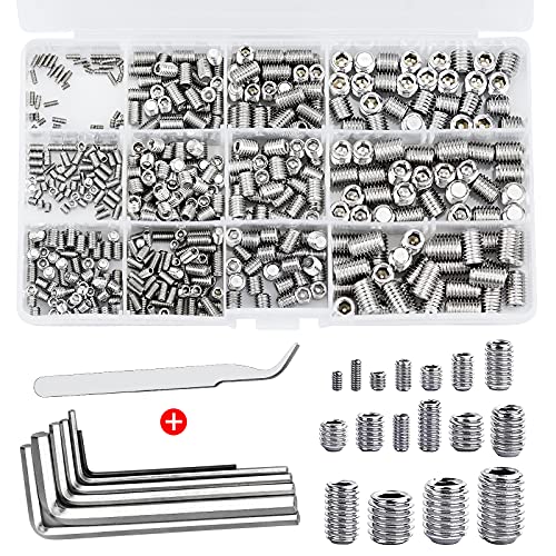 540pcs Tornillos Prisioneros de Cabeza Hexagonal M2 M3 M4 M5 M6 M8 Surtido de Tornillos Hexagonales de Acero Inoxidable con Llaves y Pinza Allen para Asas de Puerta