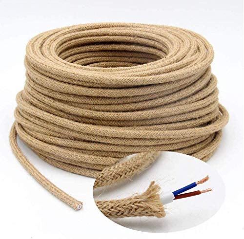 5m Cable Textil de Lino, Cable Trenzado Flexibles Vintage, para Lugares de Hogar o Negocios, Accesorios de Lámparas Industriales de Iluminación DIY