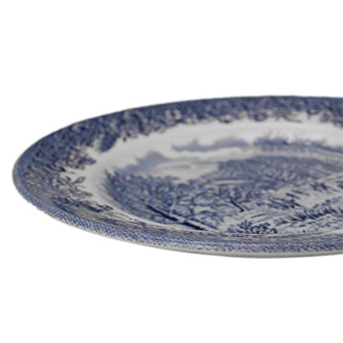 6 Platos de postre churchill England porcelana blanca y azul decorada con paisajes ingleses | 20 cm Ø