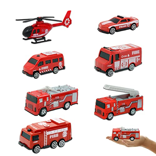 7 Mini CamióN De Bomberos Juguete Juguetes para Camiones De Bomberos CamióN De Bomberos Mini Modelo ConstruccióN VehíCulo De Juguete Regalo para NiñO Regalo De Fiesta De CumpleañOs De Navidad