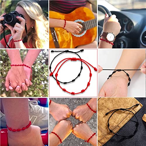 8Pcs Pulsera Roja 7 Nudos,Ajustable Pulsera Hilo Rojo,Rojo Pulsera Hilo,Pulsera Siete Nudos Roja,Pulseras de la Suerte,Pulsera Parejas,Pulsera Amistad,para Mujeres Hombres Regalo de San Valentín