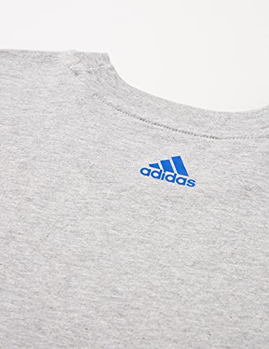 adidas B Lin T T-Shirt, Boys, Medium Grey Heather/Bold Blue, 1112