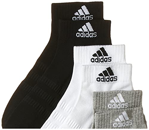 adidas Cush ANK 3PP Calcetines, Unisex Adulto, Medium Grey Heather/White/Black, L