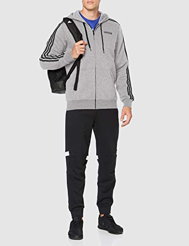 adidas E 3S FZ FL Sudadera, Hombre, Medium Grey Heather/Black, S