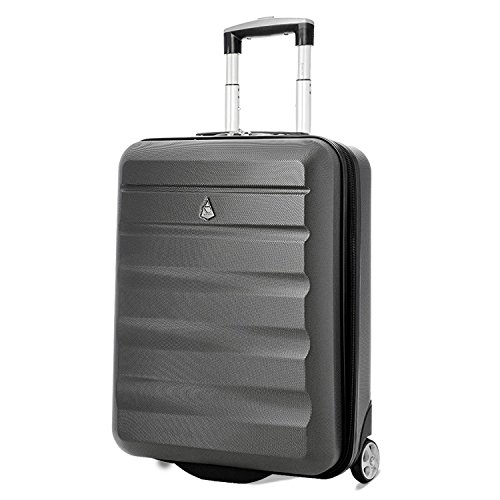 Aerolite 55x40x20 Tamaño Máximo de Ryanair y Vueling ABS Trolley Maleta Equipaje de Mano Cabina Ligera con 2 Ruedas, Gris Oscuro