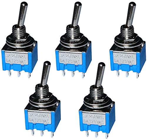 AERZETIX: 5x Interruptor conmutador de palanca DP3T ON-OFF-ON 3A/250V, 3 posiciones C10715