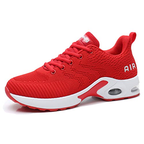 AFFINEST Zapatos para Correr para Mujer Air Zapatillas de Running Ligero y Transpirable Sneakers y Asfalto Aire Libre y Deportes Calzado Rojo 36