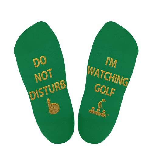 AGRIMONY Divertidos calcetines de golf para hombre, mujer y niño, con texto en inglés "Do Not Disturb I'm Watching Golf Hombres Coloridos divertidos regalos Navidad