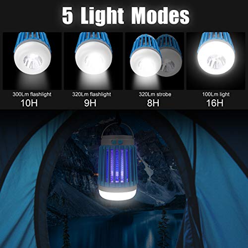 AICase eléctrica, 10 W LED Solar lámpara antimosquitos con luz UV y Red de Alta tensión, Impermeable IP67, Azul