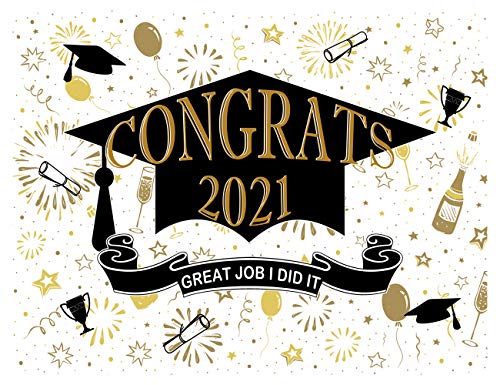 AIIKES 7x5FT 2021 Fondo de fotografía de Ceremonia de graduación Felicitaciones Decoración de graduación Banner de Retrato de graduación Decoración de Mesa de Pastel Selfie Photo Props 12-039