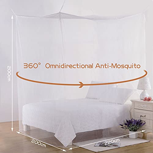 AIMTOP Mosquitera Cama Matrimonio, Mosquitera Viaje Mosquiteras para Camas Fácil de Instalación, Mosquitera Grande Dosel para Cama para Individual y Doble Bette, 220x200x200 cm