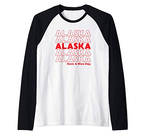 Alaska Grocery Bag Thank You Funny State Gift Camiseta Manga Raglan