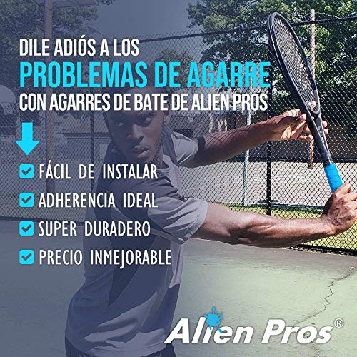 Alien Pros Cinta de Agarre para Raqueta de Tenis (6 agarres) - Agarre de Tenis precortado y Ligero TAC Feel - Envuelva su Raqueta para un Alto Rendimiento (6 agarres, Azul)