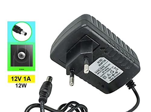 Alimentador universal, transformador 12 V, cargador de pared con enchufe europeo, salida Jack 5,5 mm x 2,1 mm, para cámara CCTV, tira LED, disco duro (12 W 12 V 1 A)