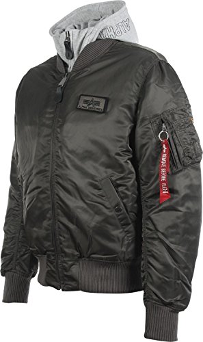 Alpha Industries Flight Jacket|MA-1 D-Tec Chaqueta, Gris (Black 04), M para Hombre