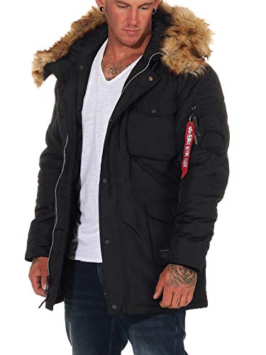 Alpha Industries N-3B - Chaqueta reflectante, diseño de rayas, otoño/invierno, color Black-198155-03, tamaño xxx-large