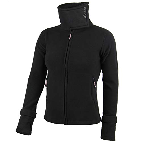 ALPIDEX Chaqueta Forro Polar Mujer Negro Cuello Alto, Tamaño:S, Color:Black