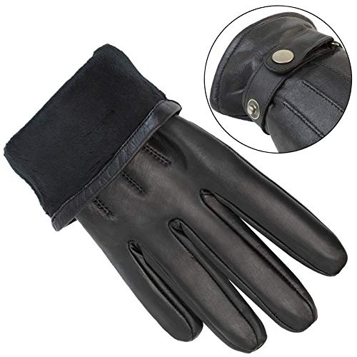 ALPIDEX Guantes de Piel para Hombre de distintos tamaños - Tamaño M, black