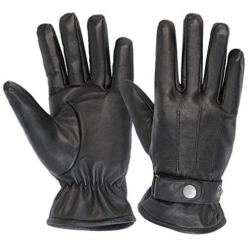 ALPIDEX Guantes de Piel para Hombre de distintos tamaños - Tamaño M, black