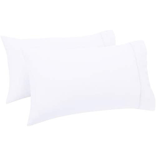 Amazon Basics - Set de 2 fundas de almohada de 400 hilos, 50 x 80 cm - Blanco