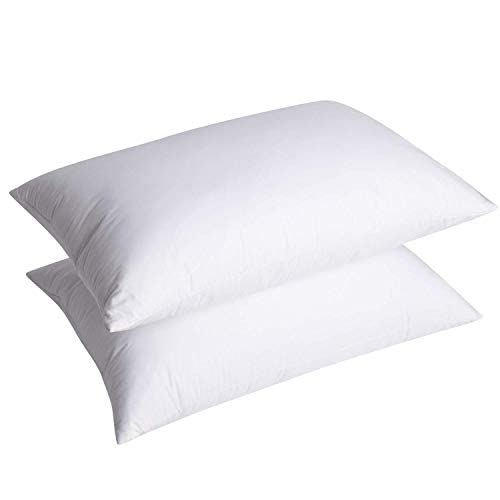 Amazon Brand - Umi Pack de Dos Almohadas de Plumas de Ganso Blancas con Tela 100% de algodón (48 x 74 cm，firmeza Mediana)