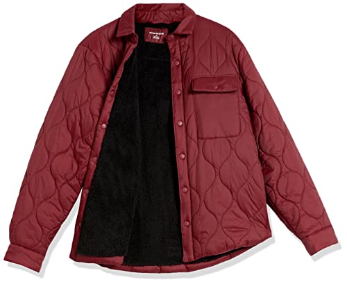 Amazon Essentials Chaqueta Estilo Camisa Acolchada con Forro de Sherpa Resistente al Agua, Burdeos, L