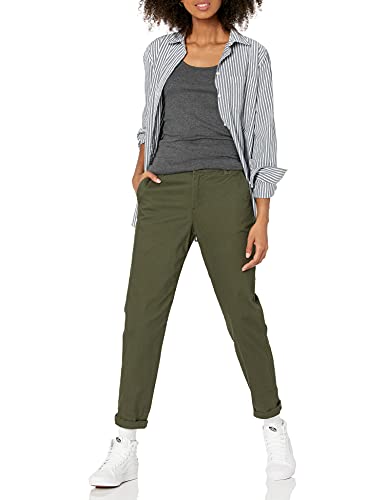 Amazon Essentials Cropped Girlfriend Chino Pant (Plus + Missy) Pantalones, Verde Oliva Oscuro, 48 Grande