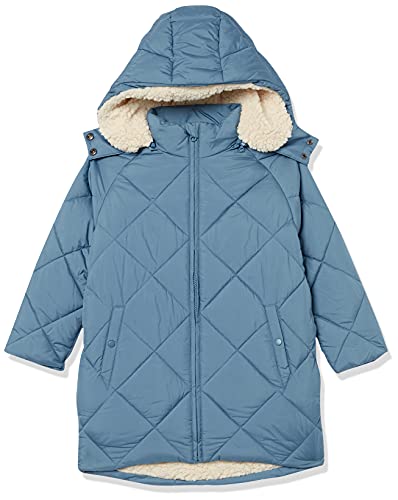 Amazon Essentials Girls Long Quilted Cocoon Puffer Coat Chaqueta, Azul, 6-7 años