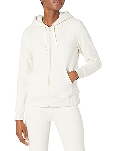 Amazon Essentials - Jersey con capucha, forro polar sherpa y cierre de cremallera completa para mujer, Beige (Oatmeal Heather), US XL (EU 2XL)