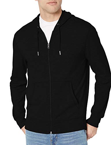 Amazon Essentials Lightweight Jersey Full-Zip Hoodie Sudadera con Capucha, Negro, XXL