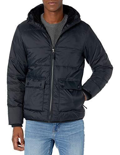 Amazon Essentials Long-Sleeve Water-Resistant Sherpa-Lined Puffer Jacket Chaqueta de transición, Negro, M