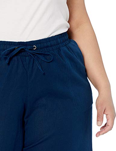 Amazon Essentials Pantalón de Pierna Ancha con cordón de Mezcla de Lino, Talla Casuales, Azul Oscuro, 4XL Grande